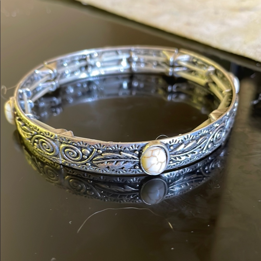 Paparazzi Silver Filigree Bracelet with Intricate Design